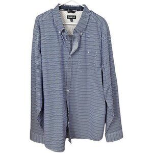 PBR Rank 45 Boot Barn Mens Blue Print Button Down NWOT Western Shirt - Size XXL